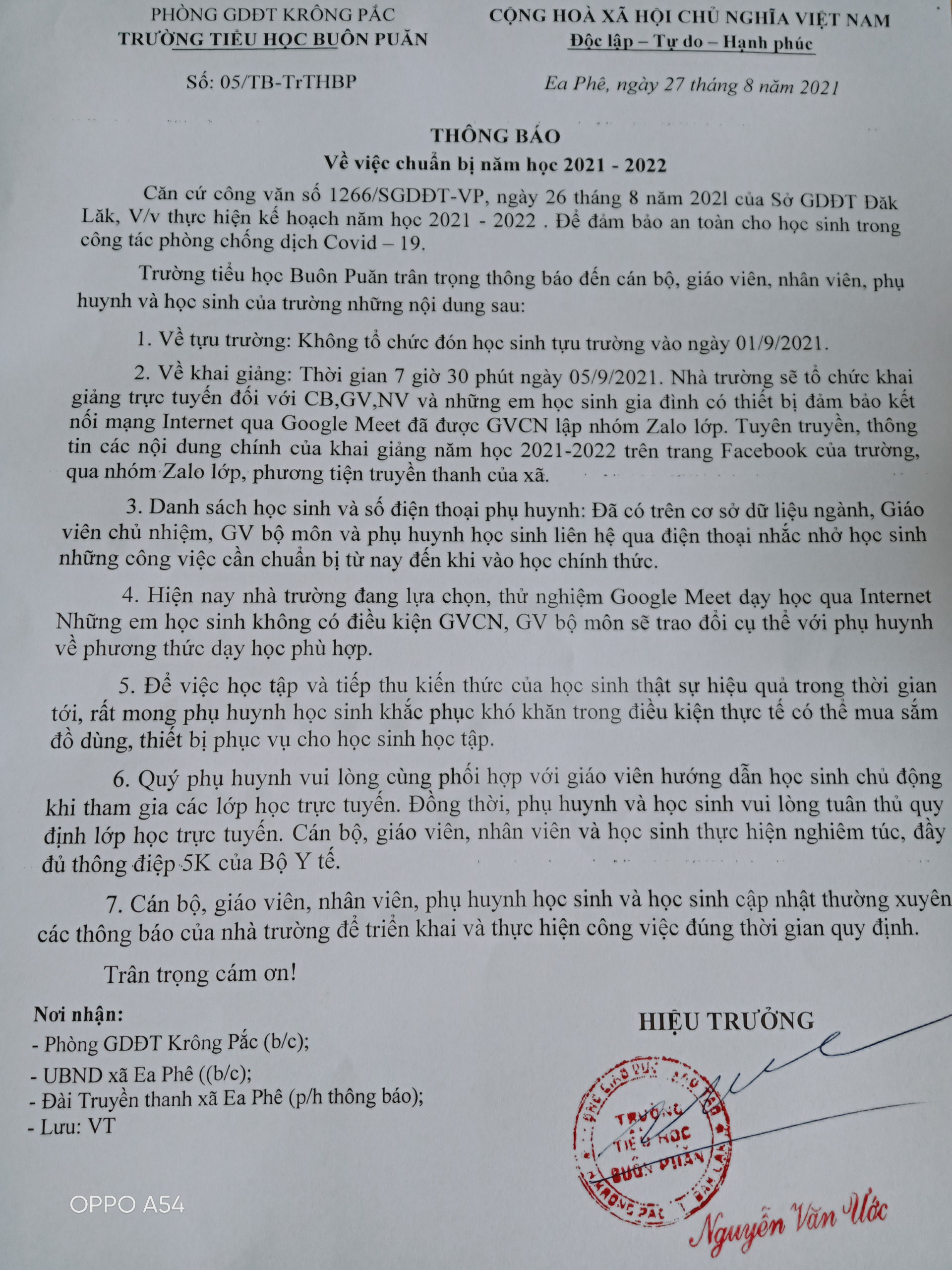 THÔNG BÁO VỀ VIỆC CHUẨN BỊ CHO NH 2021-2022 THÔNG BÁO VỀ VIỆC CHUẨN BỊ CHO NH 2021-2022